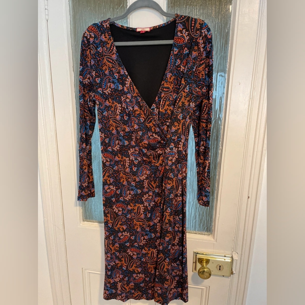 Orange multi wrap dress.